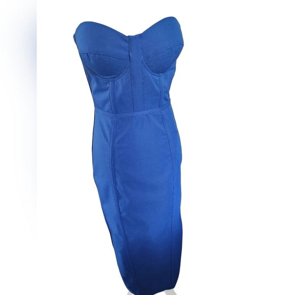 NWT Designer Elle Zeitoune Bustier Pencil Dress Colbaly Royal Blue Sz6 Medium - Picture 2 of 14